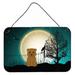 The Holiday Aisle® Halloween Scary English Bulldog Brindle Banner Metal in Green/Blue/Brown | 8 H x 12 W x 0.03 D in | Wayfair