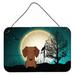 The Holiday Aisle® Halloween Scary English Bulldog Brindle Banner Metal in Green/Brown | 8 H x 12 W x 0.03 D in | Wayfair