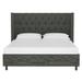 Etta Avenue™ Georgiana Nail Button Low Profile Platform Bed Wood & /Upholstered/Metal & /Metal/Linen in Gray | 47 H x 46 W x 80 D in | Wayfair