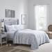 Laura Ashley Flora Cotton Reversible Blue Quilt Set Polyester/Polyfill/Cotton in Blue/White | Twin Quilt + 1 Sham | Wayfair USHSA91087706