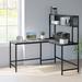 Ebern Designs Alenna L-Shape Computer Desk Wood/Metal in Black | 58.75 H x 55 W x 49.25 D in | Wayfair C9C87DFABC224F5F86B6F2089C52CDE0