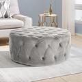 Latitude Run® 40" Velvet Tufted Round Cocktail Ottoman Velvet | 17.5 H x 40 W x 40 D in | Wayfair A2323B9DFC8048CDB9CC5EED68BA21BF