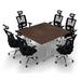 Symple Stuff Alpena 6 Person Conference Meeting Tables w/ 6 Chairs Complete Set Wood/Metal in Brown | 30 H x 60 W x 60 D in | Wayfair