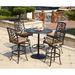 Lark Manor™ Anhar 5-Piece Patio Bar Set w/ Cushions & 42" Round Pedestal Bar Table Metal in Brown | 42 W x 42 D in | Wayfair