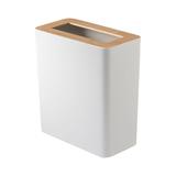 Rin Yamazaki Home Slim Rectangular Trash Can For Kitchen Bathroom Bedroom, Steel + Wood, 2.5 gallons Wood/Stainless Steel in White | Wayfair 3196
