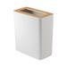 Rin Yamazaki Home Slim Rectangular Trash Can For Kitchen Bathroom Bedroom, Steel + Wood, 2.5 gallons Wood/Stainless Steel in Black | Wayfair 3195