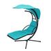 Arlmont & Co. Julitta Hanging Chaise Lounger w/ Stand Polyester in Green/Blue | 80.75 H x 41.34 W x 72 D in | Wayfair