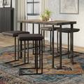 The Twillery Co.® Vandervoort 5 Piece Counter Height Pub Table Set Wood/Metal in Brown | Wayfair A080F4A4E10940B0A54127F833B28368