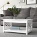 Rosalind Wheeler Lund 36" Wooden Rectangular Coffee Table w/ 1 Shelf Wood in White | 18 H x 36 W x 22 D in | Wayfair