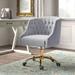 Kelly Clarkson Home Louise Velvet Hand-Curated Task Chair Upholstered/Velvet in Gray/Blue | 35.5 H x 24.5 W x 24 D in | Wayfair