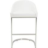 AllModern Otus 26" Counter Height Brushed Stainless Steel Barstool Leather in Gray/White | 34 H x 18.5 W x 20 D in | Wayfair