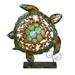 Bay Isle Home™ Turbeville Rustic Metal & Capiz Shell Table Top Turtle Figurine Metal in Brown/Green | 15.5 H x 16 W x 3 D in | Wayfair