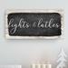 The Holiday Aisle® Lights & Latkes I by Olivia Rose - Wrapped Canvas Textual Art Print Canvas in Black/Brown/White | 8 H x 16 W x 1.5 D in | Wayfair