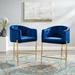 Etta Avenue™ Savour Tufted Performance Counter Stool Upholstered/Velvet/Metal in Blue | 37.5 H x 23.5 W x 26 D in | Wayfair