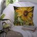 August Grove® Landon Sunflowers Green/Yellow Indoor/Outdoor Throw Pillow Polyester/Polyfill blend | 14 H x 14 W x 4 D in | Wayfair