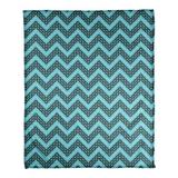 East Urban Home Classic Hand Drawn Chevron Pattern Fleece Blanket Microfiber/Fleece/Microfiber/Fleece in Gray/Blue/Black | 50 W in | Wayfair