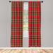 East Urban Home Plaid 2 Panel Curtain Set, European Western Culture Inspired Abstract Irish Pattern Vintage Classical Design | 63 H in | Wayfair