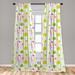 East Urban Home Ambesonne Green & Pink Curtains, Doodle Style Random Wavy Stripes w/ Big Small Spots Art Theme | 63 H in | Wayfair