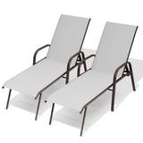 Red Barrel Studio® Amilliyon 60.6" Long Outdoor Reclining Chaise Lounge Set Metal in Black | 42.1 H x 22.5 W x 60.6 D in | Wayfair