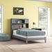Viv + Rae™ Bouldin Solid Wood Panel Bed w/ Bookcase Wood in Gray | 47.13 H x 43.5 W x 84.13 D in | Wayfair EA79420766E649B4A2919E89C3B097FF
