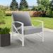 Wade Logan® Mosier Patio Chair w/ Cushions, Steel in Gray/White | 32 H x 29 W x 30.5 D in | Wayfair F699C4B6937C449A8F2A30FAC2006B84