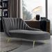 Willa Arlo™ Interiors Tiberius Velvet Left-Arm Chaise Lounge Wood/Velvet in Gray | 35 H x 37.5 W x 74 D in | Wayfair