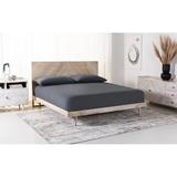 Foundry Select Lola-Mae Solid Wood Platform Bed Wood in White/Black | 45 H x 64 W x 84 D in | Wayfair 204569E6B89C4FD9A8A33162307C0450