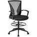 Inbox Zero Tall Office Drafting Chair Upholstered in Black/Brown | 50 H x 19 W x 19 D in | Wayfair 73C2CD8B52AE44158A40339E206CEF5D