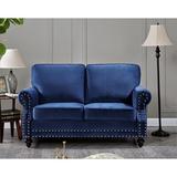 Willa Arlo™ Interiors Keagan Velvet Rolled Arm Sofa Metal in Blue | 37.4" H x 61.42" W x 33.9" D | Wayfair 5C205BCABB3A450C8D1FB14357EDFB3C