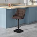 Steelside™ Borg Swivel Adjustable Height Bar Stool Upholstered/Leather/Metal/Faux leather in Brown | 18.89 W x 33 D in | Wayfair