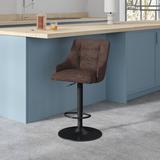 Steelside™ Borg Swivel Adjustable Height Bar Stool Upholstered/Leather/Metal/Faux leather in Brown | 18.89 W x 33 D in | Wayfair