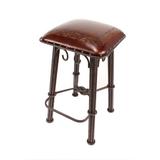 New World Trading Classico Bar & Counter Stool Upholstered/Leather/Metal/Genuine Leather in Brown | 30 H x 16 W x 17 D in | Wayfair WIB39ab