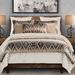 Foundry Select Kingstowne Cream/Taupe Aztec Print Southwestern Style 3 Piece Comforter Set Polyester/Polyfill/Microfiber in White | Wayfair