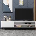 George Oliver Portwood TV Stand for TVs up to 75" Wood in White | 18.5 H in | Wayfair 588A74BFFD284B68991A8FB35A6BE202