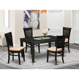 Canora Grey Morden Butterfly Leaf Rubberwood Solid Wood Dining Set Wood/Upholstered in Black | Wayfair 425E8A21EFFB4FCA9F284F837BA268C2