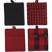 Gracie Oaks Fairley 4-Piece Potholder Set Cotton in Red/Black | 8 W in | Wayfair 9421527893E14AB4BAD31B958CA2C380