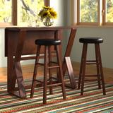 Andover Mills™ Admiranda 3 - Piece Counter Height Solid Wood Dining Set Wood/Upholstered in Brown | 36.22 H in | Wayfair