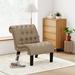 Slipper Chair - Lark Manor™ Burchfield 27.2" Wide Tufted Linen Slipper Chair Linen in Blue/White/Brown | Wayfair 82BDB685AB9C48DBBBB8B81C2DCCAF2D