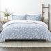 Winston Porter Soft Country Home Pattern Reversible Duvet Cover Set Microfiber in Blue/White | Twin Comforter + 1 Pillow Sham | Wayfair