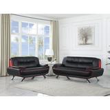 Latitude Run® Larrabee 2 Piece Faux Leather Living Room Set Faux Leather in Black | 35 H x 79 W x 35 D in | Wayfair Living Room Sets