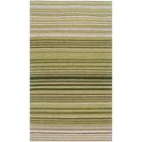 Green/White 27 x 0.25 in Area Rug - Ebern Designs Cruz Striped Handmade Tufted Green/Beige Area Rug Cotton/Wool | 27 W x 0.25 D in | Wayfair