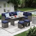 Red Barrel Studio® Binpal Wicker 9 - Person Outdoor Seating Group w/ Cushions Synthetic Wicker/All - Weather Wicker/Wicker/Rattan | Wayfair