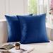 Everly Quinn Nicoletti Square Velvet Pillow Cover Velvet in Blue/Navy | 18 H x 18 W x 1 D in | Wayfair 7219490EB83B4739A88AB2FCC54E44BA