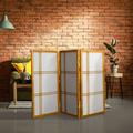 Winston Porter Keitez 3 Panel Folding Shoji Screen Heavy Duty Rice Paper/Wood in Gray/Blue/White | 35.75 H x 52.5 W x 1 D in | Wayfair