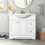 Lark Manor™ Antowan 37" Single Bathroom Vanity Set Wood/Marble in White | 36.38 H x 37 W x 18.78 D in | Wayfair 8990E926CEEE4BADBAEBBAFA4E89B2D8