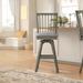 Jonson Swivel Bar & Counter Stool Wood/Upholstered in Brown/Gray Laurel Foundry Modern Farmhouse® | 48 H x 19 W x 23 D in | Wayfair