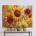 Sunflower Cheer - Wrapped Canvas Painting Canvas, Solid Wood in Indigo/Pink/Red Laurel Foundry Modern Farmhouse® | 8 H x 12 W x 1 D in | Wayfair