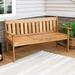 Millwood Pines Rawlings Wooden Garden Outdoor Bench Wood/Natural Hardwoods in Brown/White | 33.5 H x 59 W x 23 D in | Wayfair