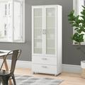 Zipcode Design™ Nikhil 70 in. 2 Door China Cabinet w/ 2 Drawers Wood/Glass in White | 70.28 H x 28.35 W x 14.18 D in | Wayfair ZPCD5215 42725769