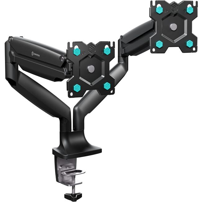 ONKRON Dual Monitor Halterung für 13-32 Zoll bis 9 kg (x2), Tischhalterung VESA 75x75 & 100x100, schwenkbar, neigbar, drehbar, Schwarz G200-B Image
